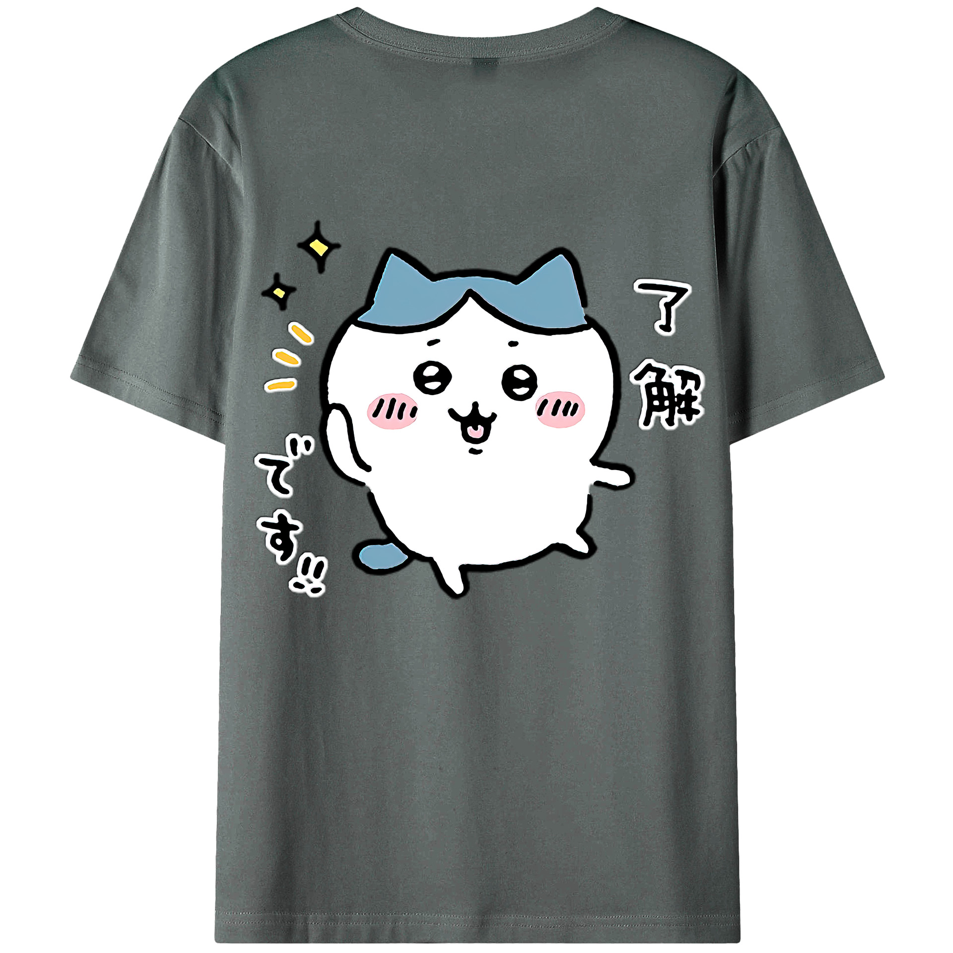 （画像用） ちいかわ ハチワレ Chii-kawa hachiware 綿100％ メンズ半袖Tシャツ（バックプリント） 通気性
